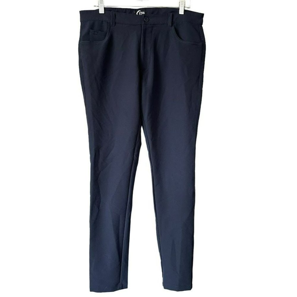 Zyia Active Navy Blue‎ Office Chino Stretch Performance Golf Dress Pants Mens L